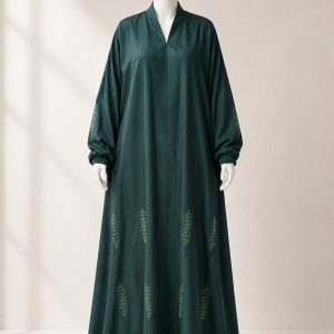 Verdant Veil Forest Green Embroidered Abaya