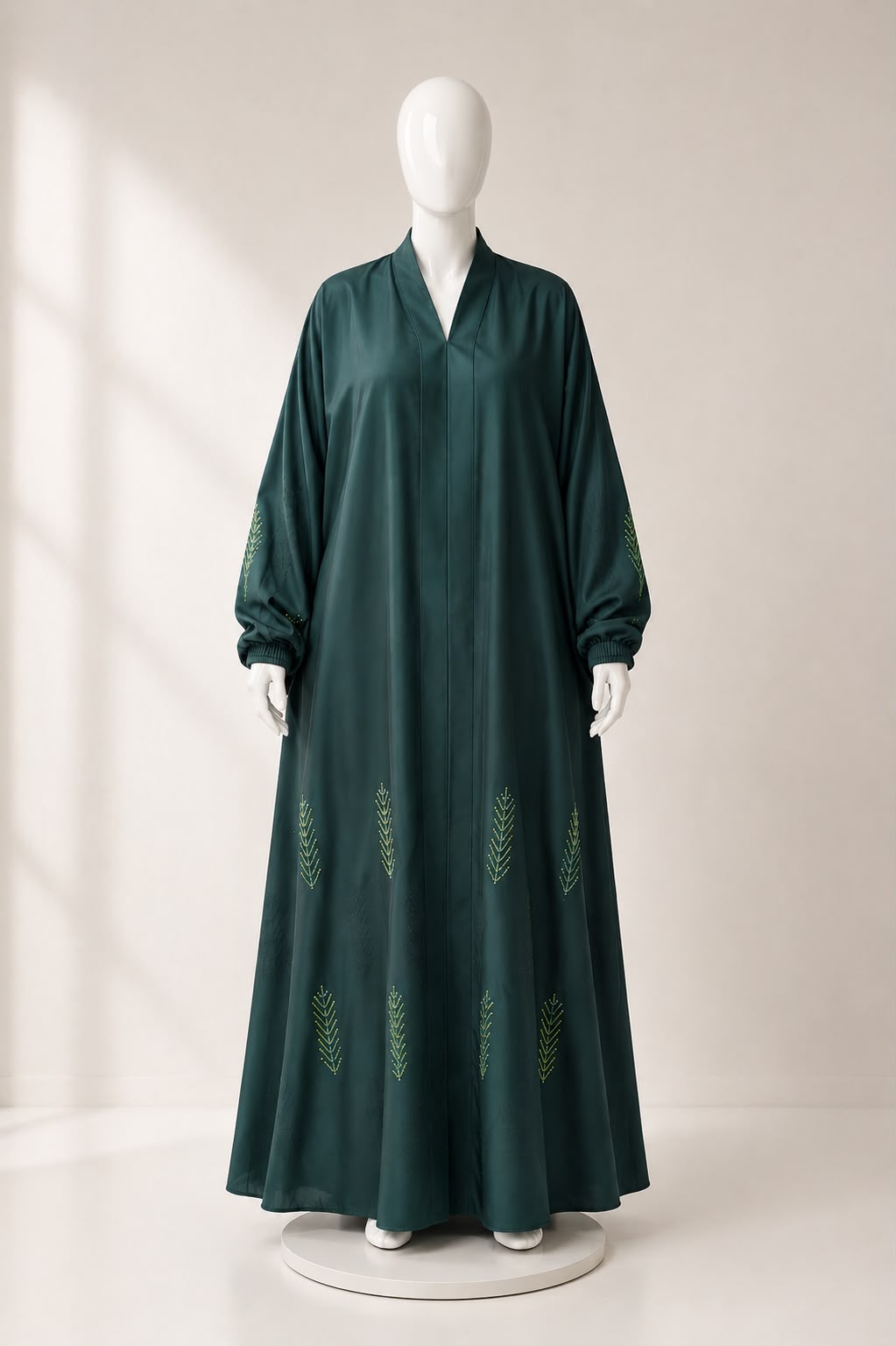 Verdant Veil Forest Green Embroidered Abaya