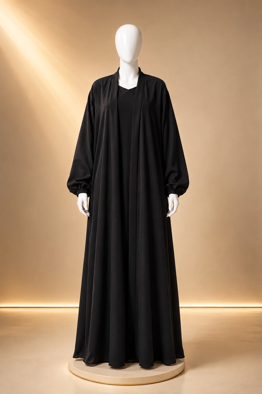 Black Luxury Open Front Abaya – Elegant Full-Length Modest Wear