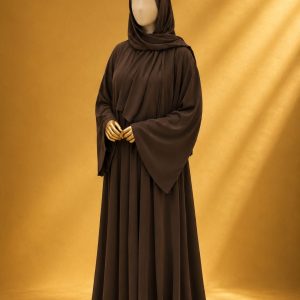 Chocolate Brown 3 piece Luxury Abaya With Scarf