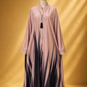 Elegant Blush Pink&Black Abaya
