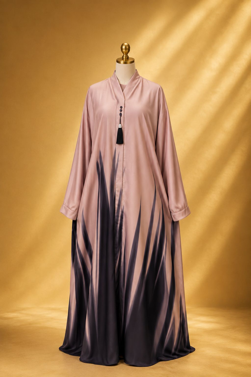 Elegant Blush Pink&Black Abaya