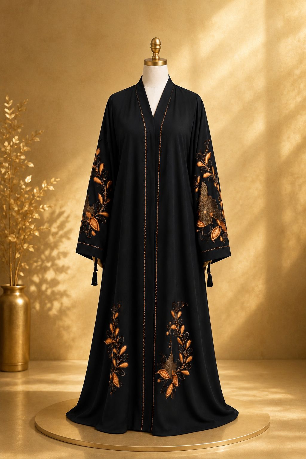Golden&Black Embroidered Abaya